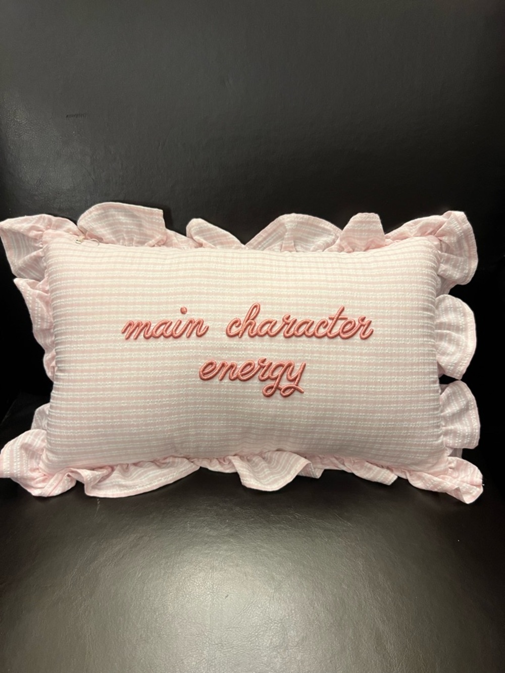 Stylehouse “Main Character Energy" Embroidered Pillow, NWT